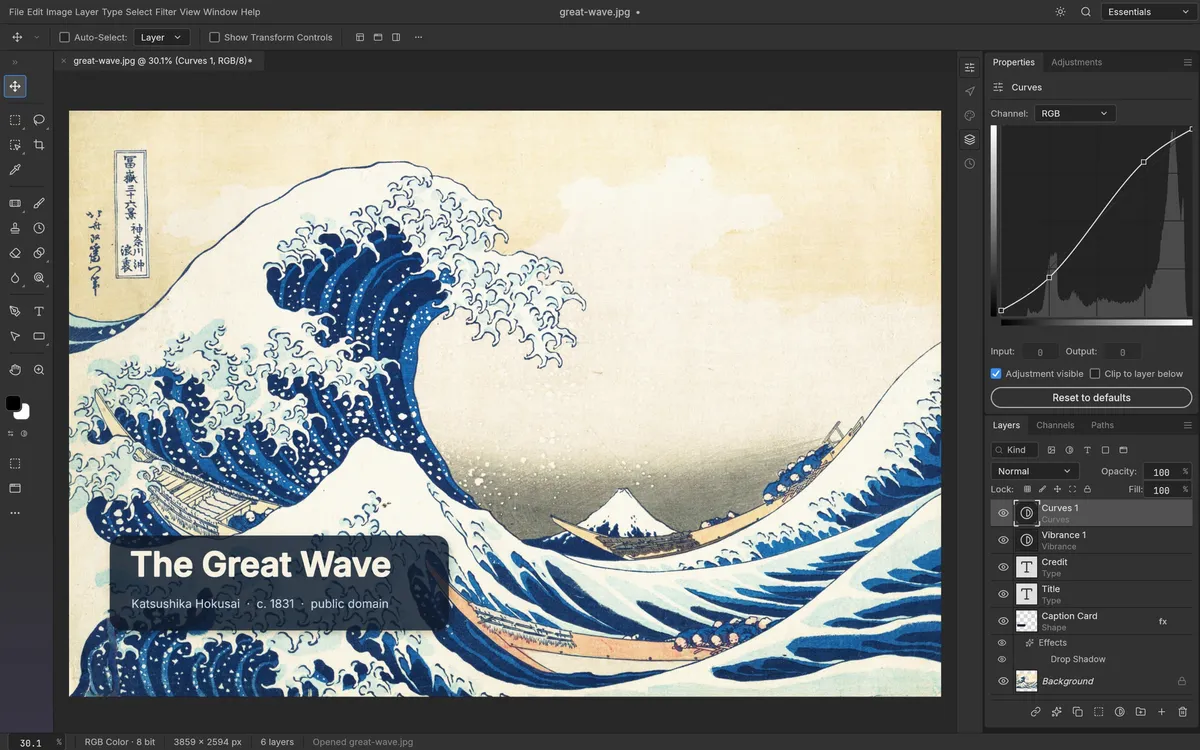 PhotoCraft editing a composition with visible layers and controls