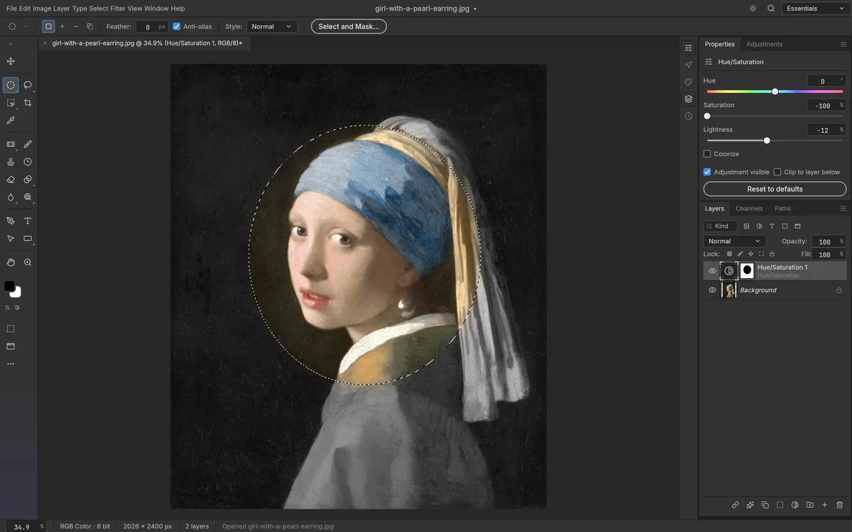 PhotoCraft desktop interface with a selection and mask visible